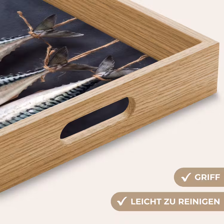 Tablett - Drei Fische – Seil - Drie vissen - Touw Dienblad Rechthoek middel