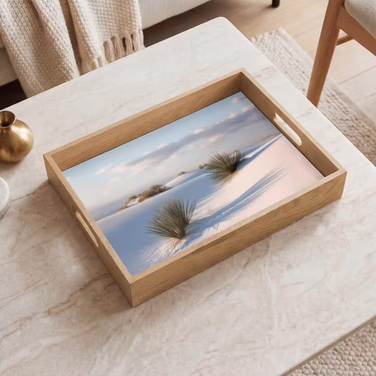 Duinen - Gras - Wolken - Beige Dienblad Rechthoek middel -sfeer1