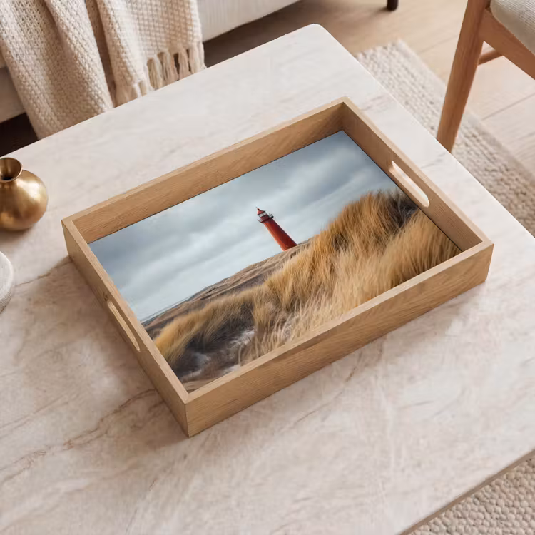 Duinen - Vuurtoren - Rood - Lucht Dienblad Rechthoek middel -sfeer1