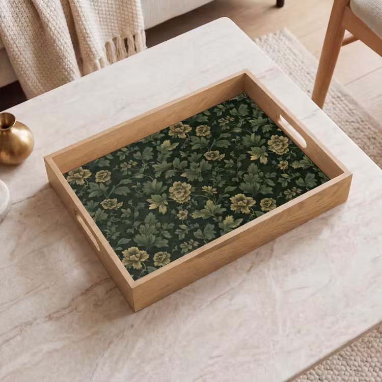 Donker - Groen - Goud - Botanisch Dienblad Rechthoek middel 911 -sfeer1
