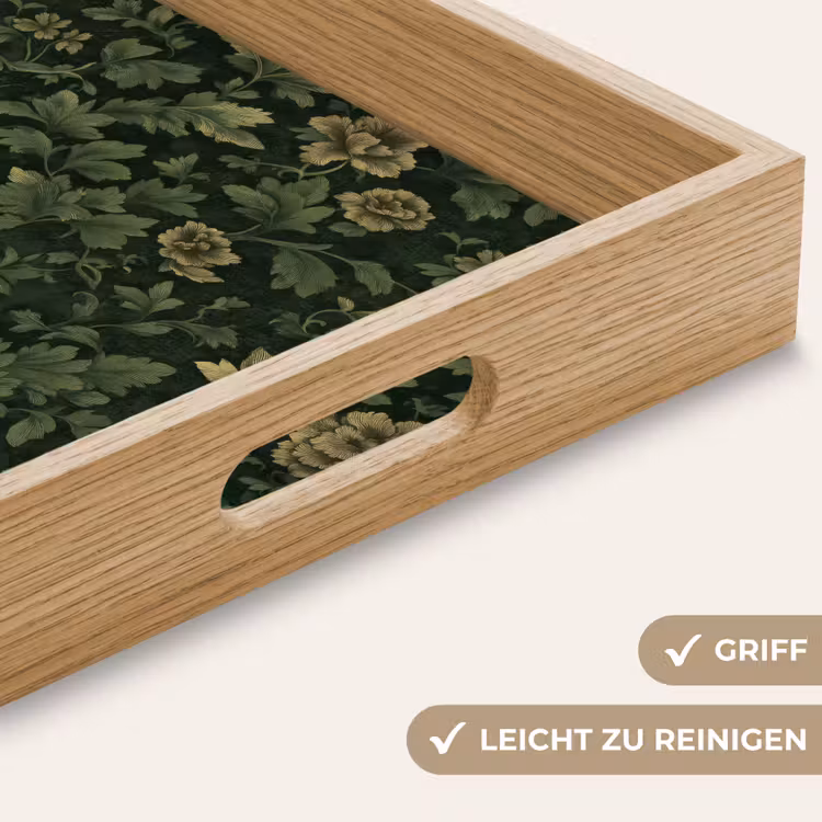 Donker - Groen - Goud - Botanisch Dienblad Rechthoek middel 911 -USP_HandgreepDE