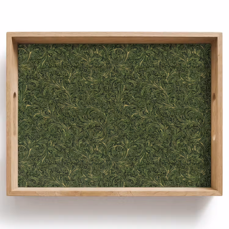 Donker - Groen - Krullend - Botanisch Dienblad Rechthoek middel 911 -z3d_shopping