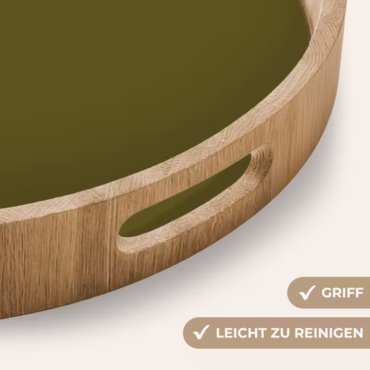 Dark - Olive - Groen Dienblad Rond middel 914 -USP_HandgreepDE