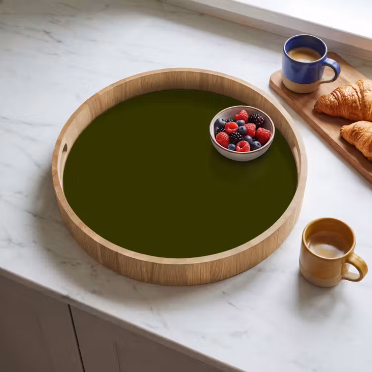 Dark - Olive - Groen Dienblad Rond middel 914 -sfeer2