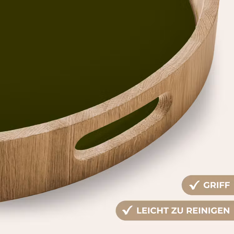 Dark - Olive - Groen Dienblad Rond middel 914 -USP_HandgreepDE