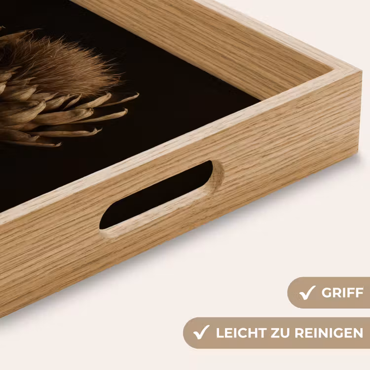 Donkerbruin - Bloem - Textuur - Artisjok Dienblad Rechthoek middel -USP_HandgreepDE