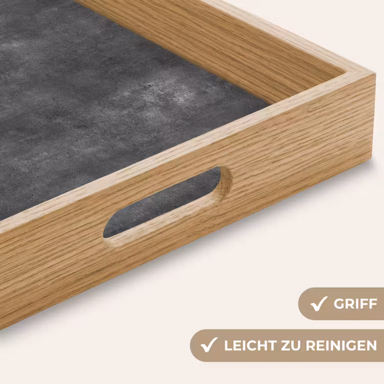 Donkergrijs - Ruw - Beton Dienblad Rechthoek middel 911 -USP_HandgreepDE