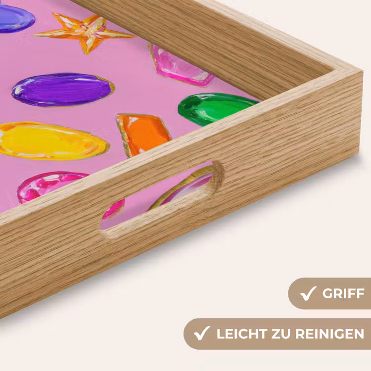 Edelstenen - Vormen - Hartje - Kleurrijk Dienblad Rechthoek middel -USP_HandgreepDE