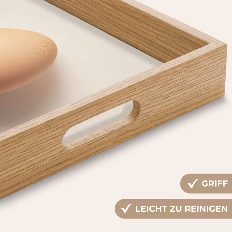 Ei - Beige - Ovaal - Egaal Dienblad Rechthoek middel -USP_HandgreepDE