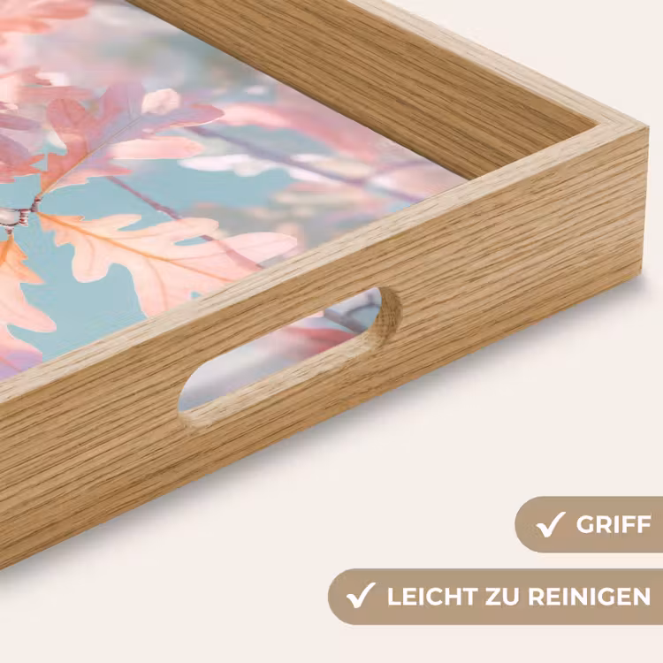 Eikenbladeren - Takken - Roze Dienblad Rechthoek middel -USP_HandgreepDE