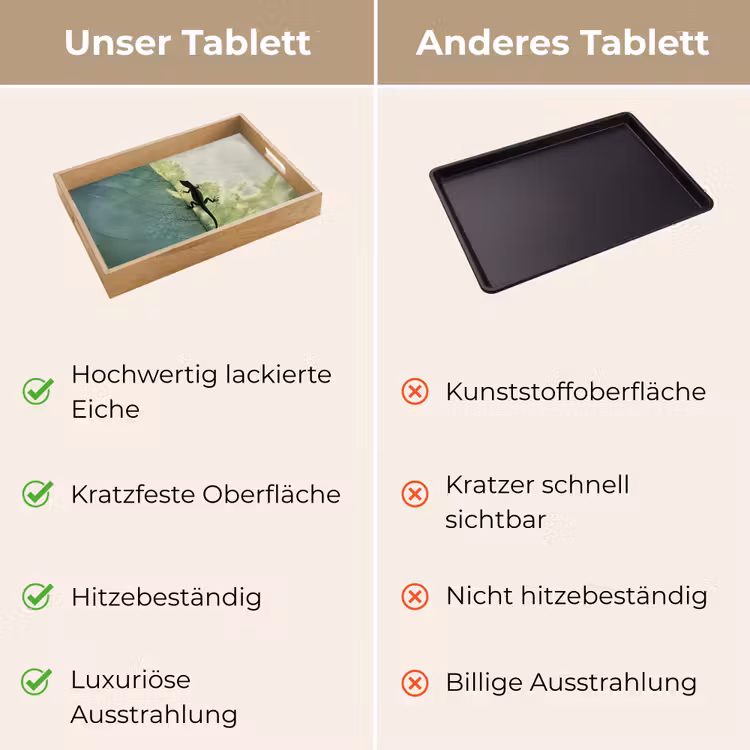 Hagedis - Blad - Nerven - Groen Dienblad Rechthoek middel -USP_VergelijkingDE