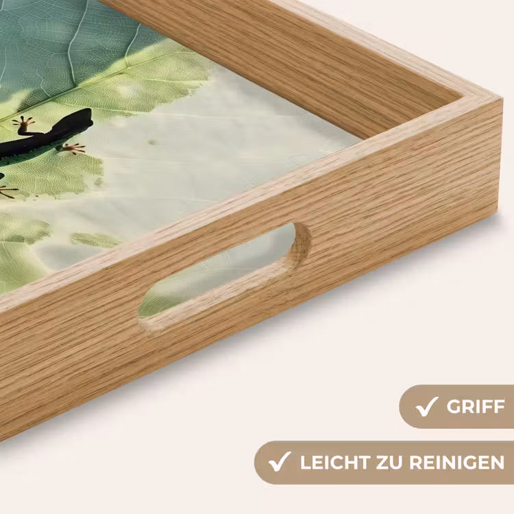 Hagedis - Blad - Nerven - Groen Dienblad Rechthoek middel -USP_HandgreepDE