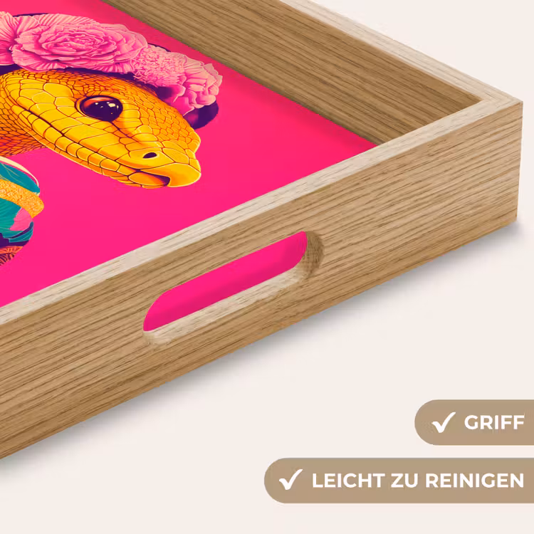 Hagedis - Bloemen - Roze - Kimono Dienblad Rechthoek middel -USP_HandgreepDE