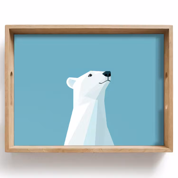 Ijsbeer - Lichtblauw - Minimalistisch Dienblad Rechthoek middel -z3d_shopping