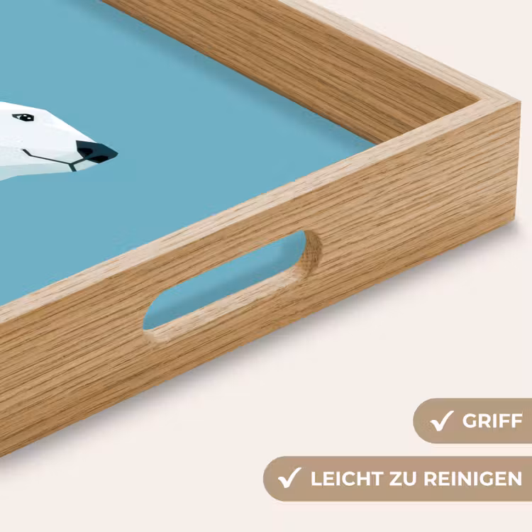 Ijsbeer - Lichtblauw - Minimalistisch Dienblad Rechthoek middel -USP_HandgreepDE
