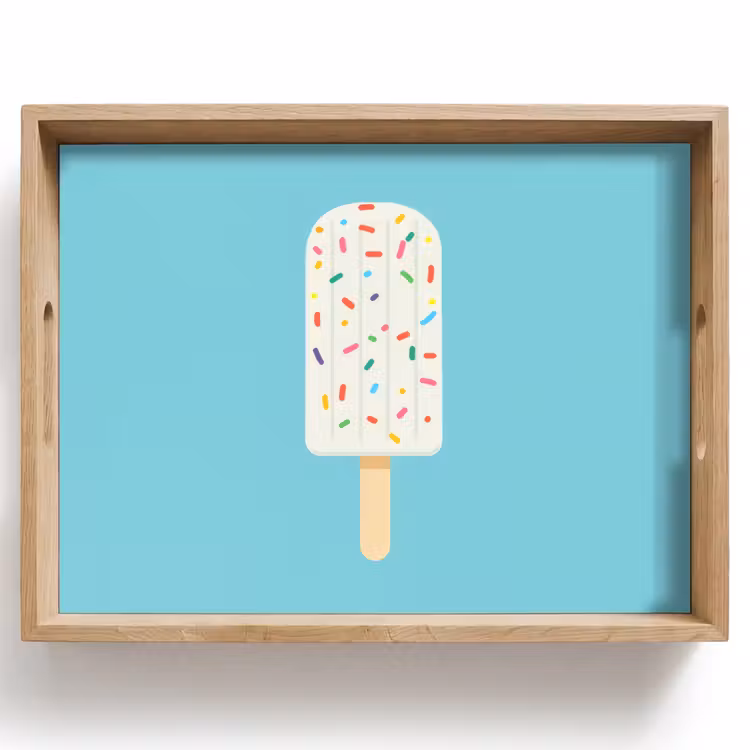 Ijsje - Stokje - Sprinkles - Lichtblauw Dienblad Rechthoek middel -z3d_shopping