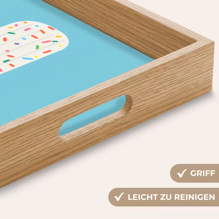 Ijsje - Stokje - Sprinkles - Lichtblauw Dienblad Rechthoek middel -USP_HandgreepDE