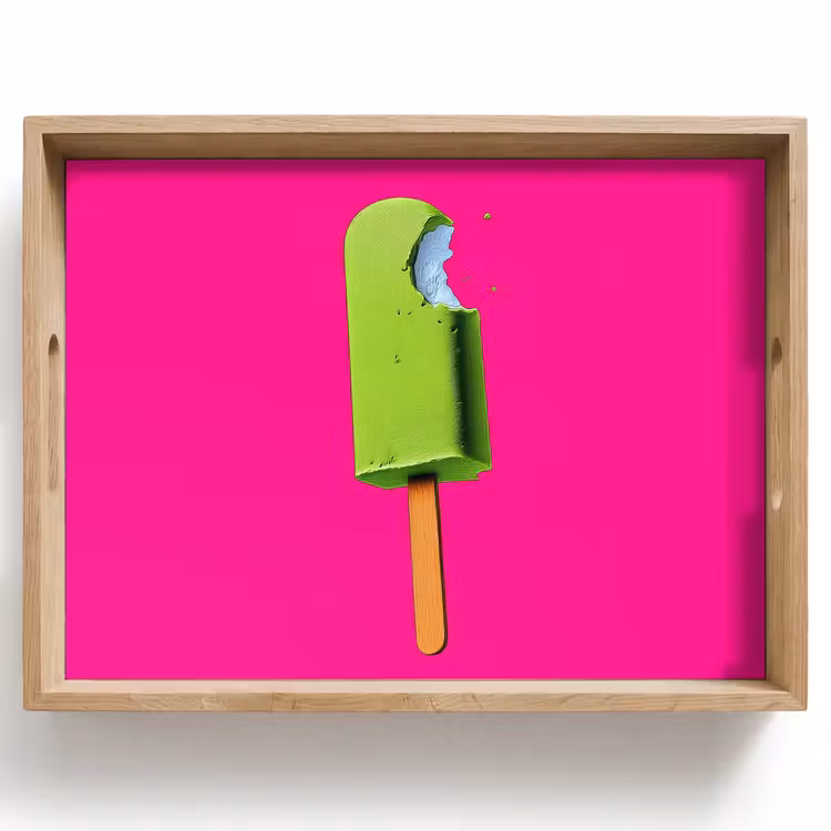 Ijsje - Stokje - Minimalistisch - Groen Dienblad Rechthoek middel -z3d_shopping