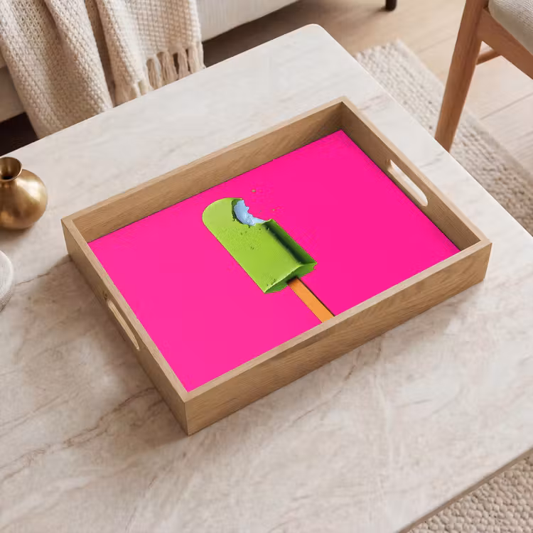 Ijsje - Stokje - Minimalistisch - Groen Dienblad Rechthoek middel -sfeer1