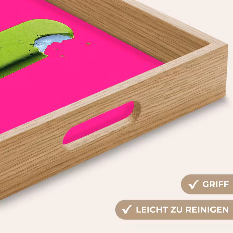 Ijsje - Stokje - Minimalistisch - Groen Dienblad Rechthoek middel -USP_HandgreepDE