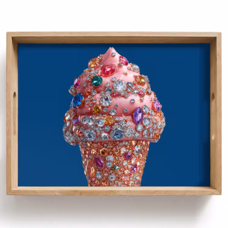 Ijsje - Hoorntje - Steentjes - Blauw Dienblad Rechthoek middel -z3d_shopping