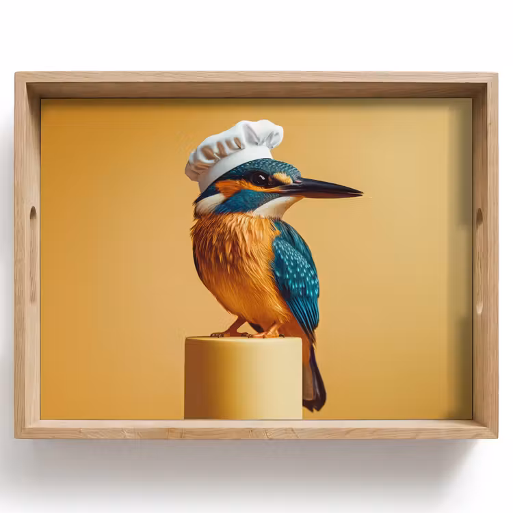 Ijsvogel - Pilaar - Koksmuts - Vogel Dienblad Rechthoek middel -z3d_shopping