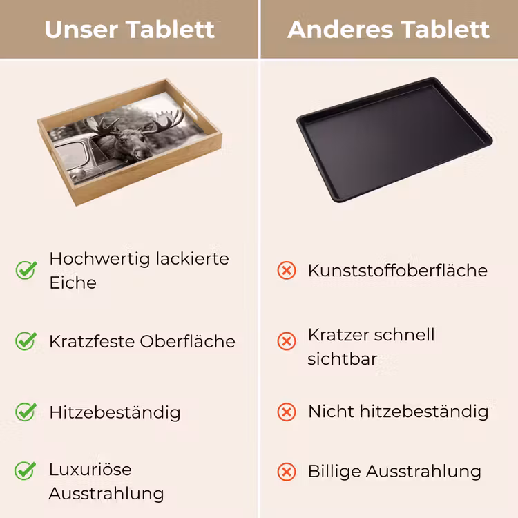 Eland - Auto - Gewei - Zwart - Wit Dienblad Rechthoek middel -USP_VergelijkingDE