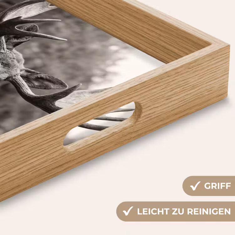 Eland - Auto - Gewei - Zwart - Wit Dienblad Rechthoek middel -USP_HandgreepDE