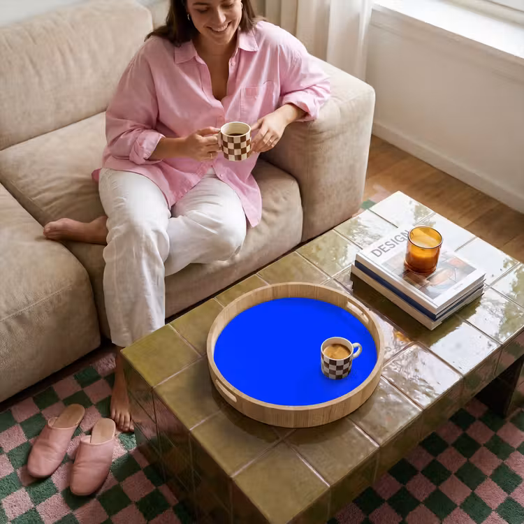 Electric - Blue - Blauw Dienblad Rond middel 914 -sfeer3