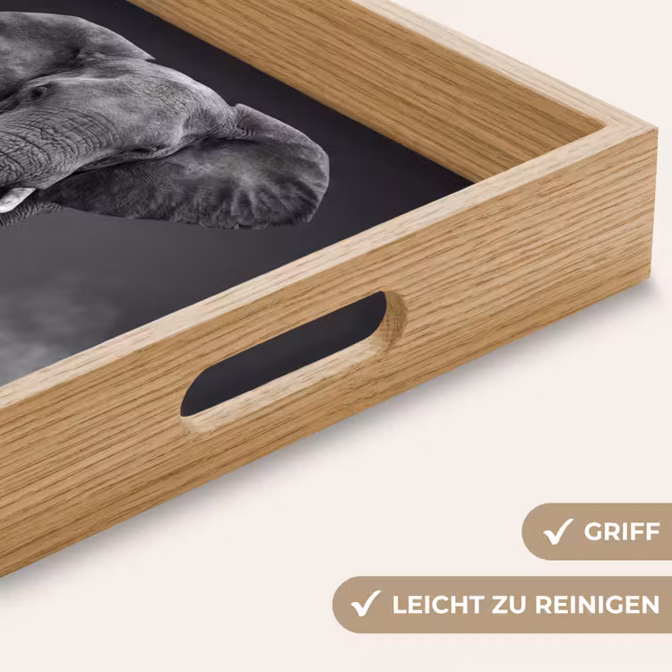 Olifant - Zwart - Wit - Rook Dienblad Rechthoek middel -USP_HandgreepDE