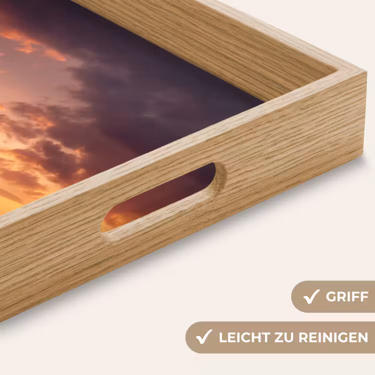 Olifanten - Grasland - Zonsondergang Dienblad Rechthoek middel -USP_HandgreepDE