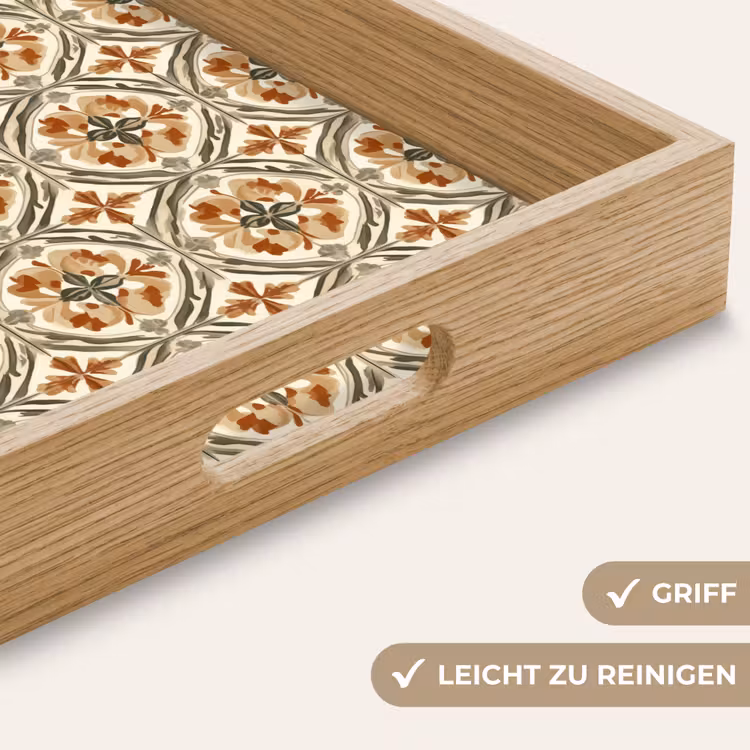 Elegant - Antiek - Kleurrijk Dienblad Rechthoek middel 911 -USP_HandgreepDE
