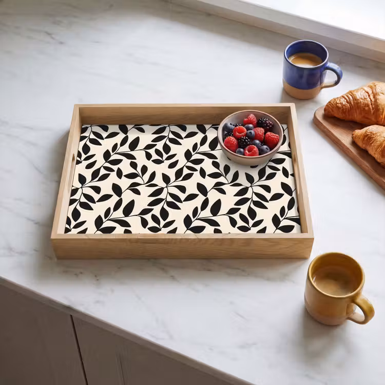 Elegant - Patroon - Zwart - Beige Dienblad Rechthoek middel 911 -sfeer2