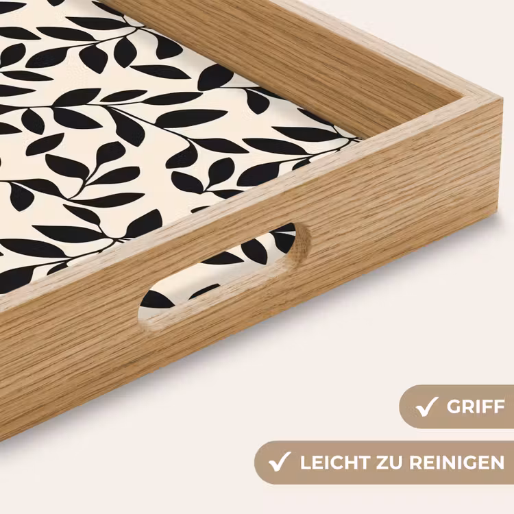 Elegant - Patroon - Zwart - Beige Dienblad Rechthoek middel 911 -USP_HandgreepDE