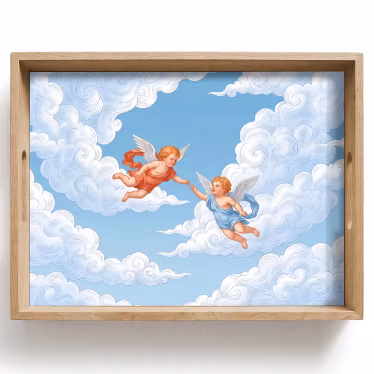 Engel - Vliegend - Klassiek - Blauw Dienblad Rechthoek middel -z3d_shopping