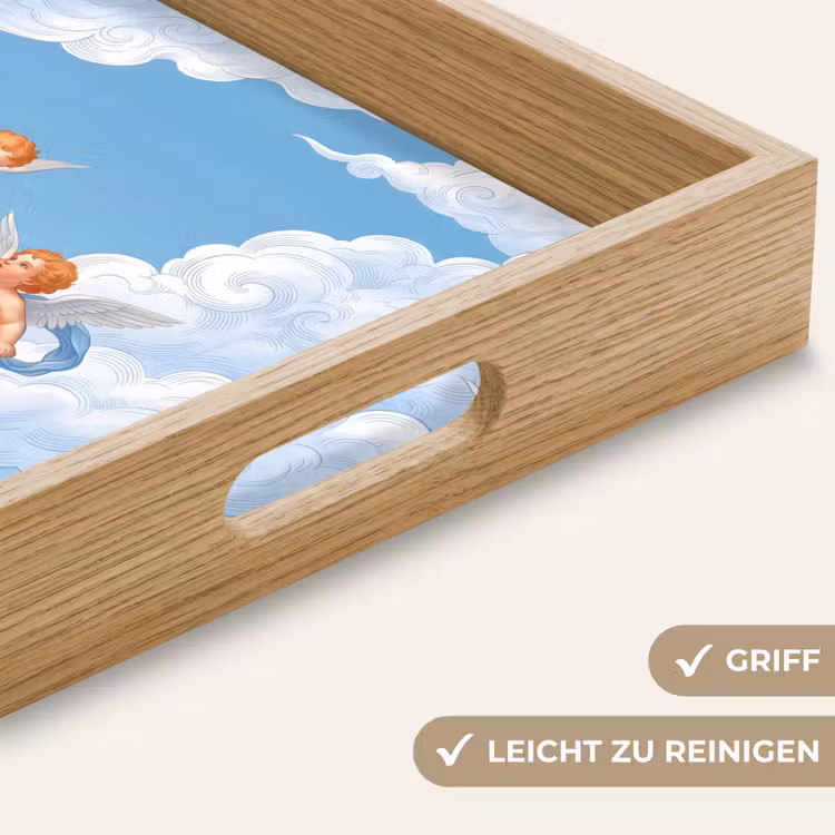 Engel - Vliegend - Klassiek - Blauw Dienblad Rechthoek middel -USP_HandgreepDE