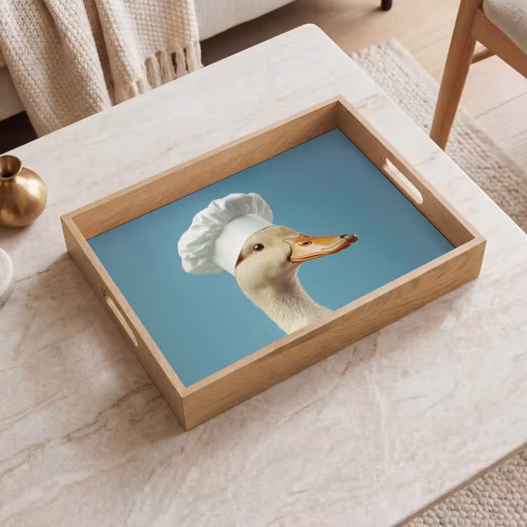 Eend - Koksmuts - Cute - Vogel Dienblad Rechthoek middel -sfeer1