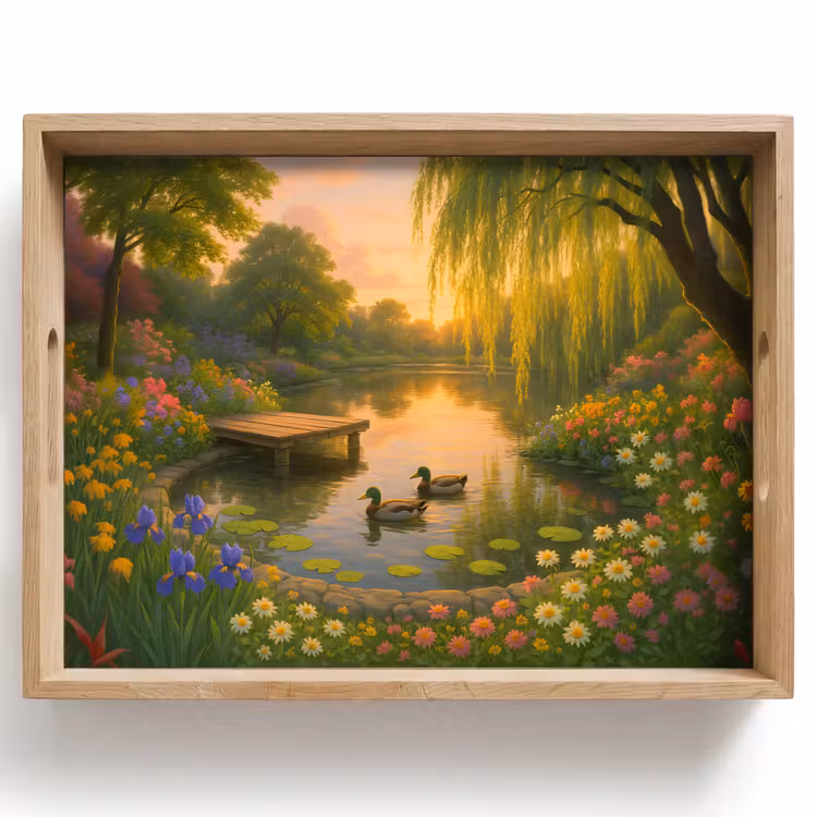 Eenden - Vijver - Bloemen Dienblad Rechthoek middel -z3d_shopping