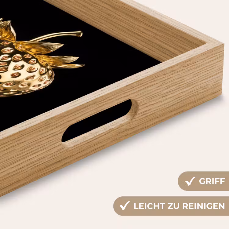 Aardbei - Goud - Zwart - Chrome Dienblad Rechthoek middel -USP_HandgreepDE
