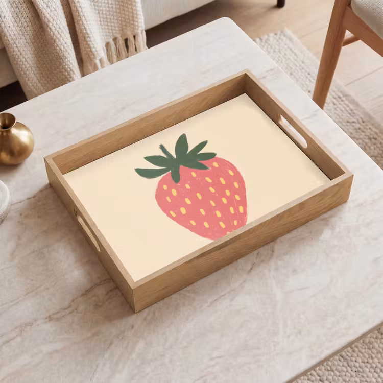 Aardbei - Minimalistisch - Rood - Fruit Dienblad Rechthoek middel -sfeer1