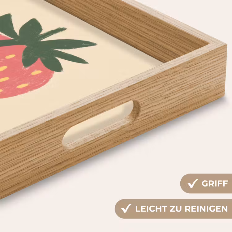 Aardbei - Minimalistisch - Rood - Fruit Dienblad Rechthoek middel -USP_HandgreepDE