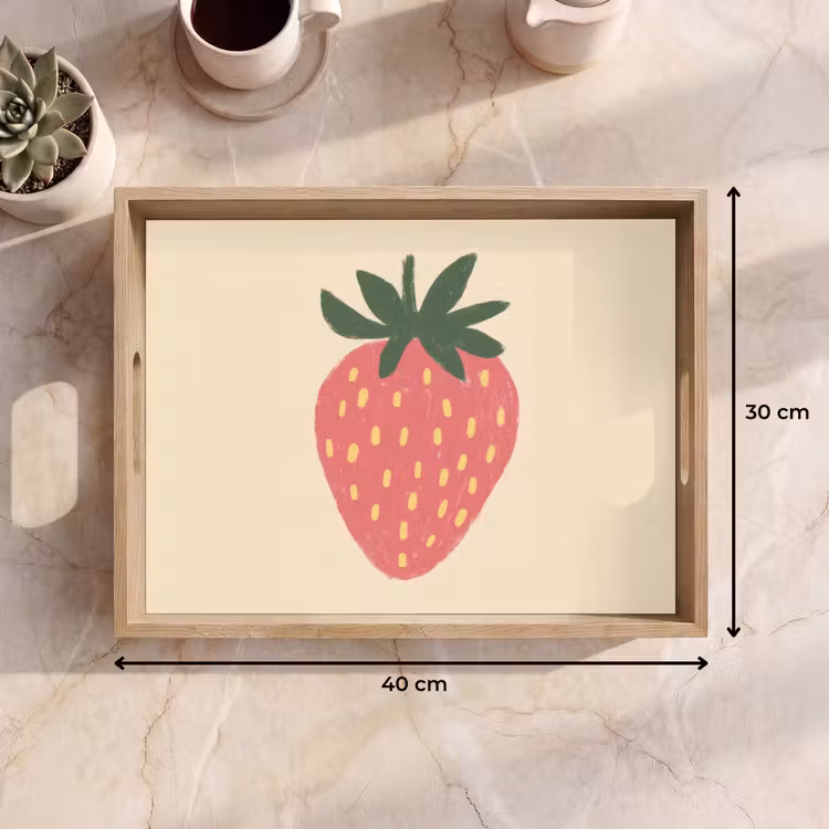 Aardbei - Minimalistisch - Rood - Fruit Dienblad Rechthoek middel -USP_Formaat