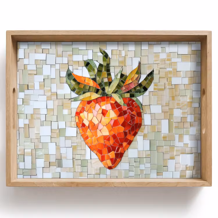 Aardbei - Rood - Mozaïek - Fruit Dienblad Rechthoek middel -z3d_shopping