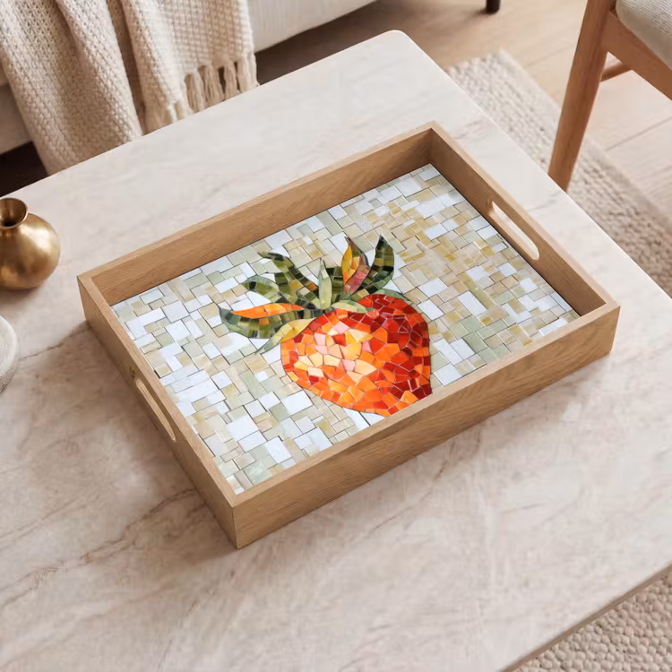 Aardbei - Rood - Mozaïek - Fruit Dienblad Rechthoek middel -sfeer1