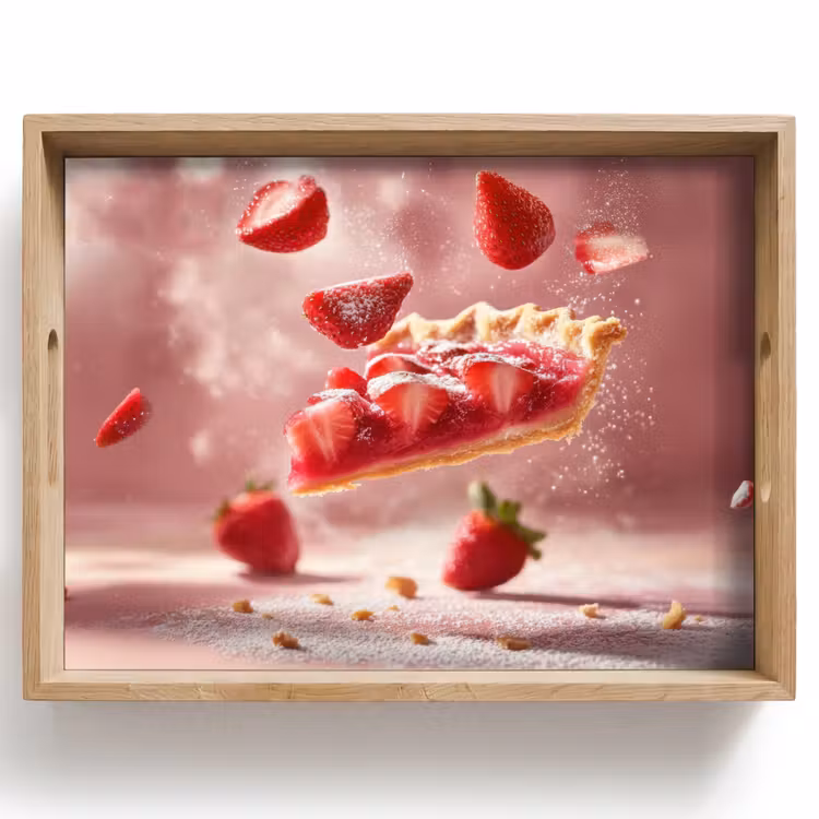 Aardbei - Taart- Eten - Roze Dienblad Rechthoek middel -z3d_shopping
