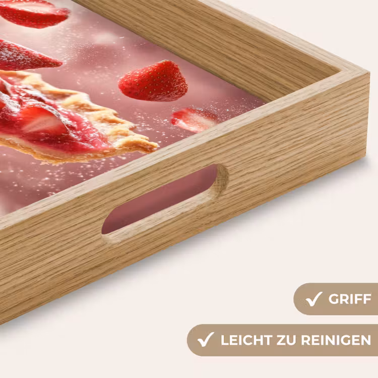 Aardbei - Taart- Eten - Roze Dienblad Rechthoek middel -USP_HandgreepDE