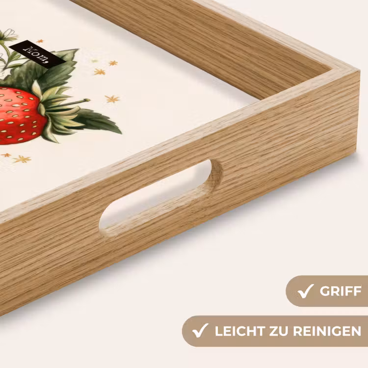 Aardbeien - Madeliefjes - Quote - Sterretjes Dienblad Rechthoek middel -USP_HandgreepDE