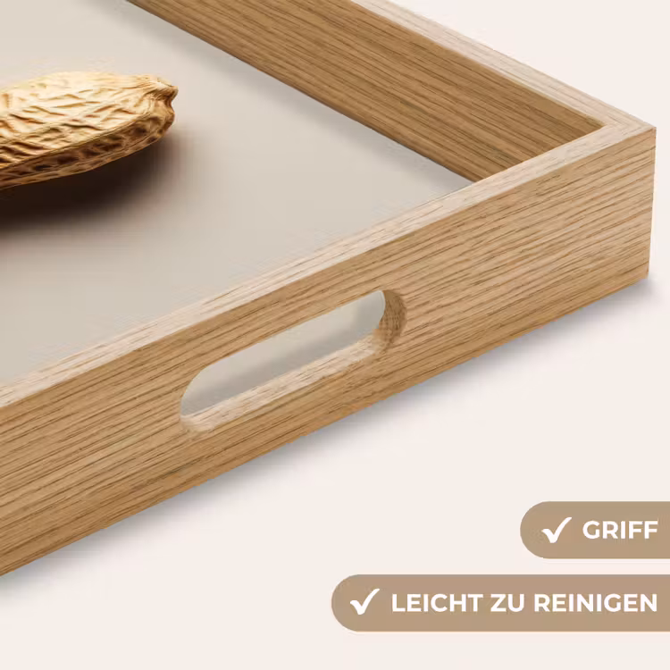 Pinda - Ruw - Beige Dienblad Rechthoek middel -USP_HandgreepDE