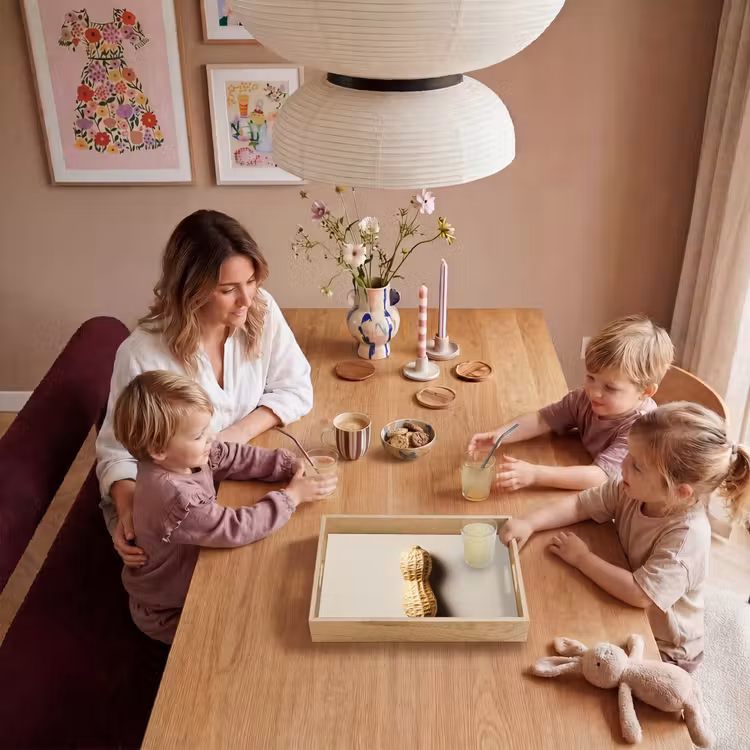Pinda - Ruw - Beige Dienblad Rechthoek middel -sfeer4