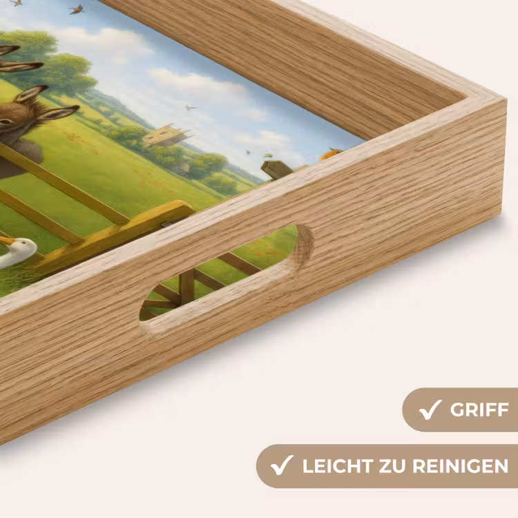 Ezels - Ganzen - Kleurrijk Dienblad Rechthoek middel -USP_HandgreepDE